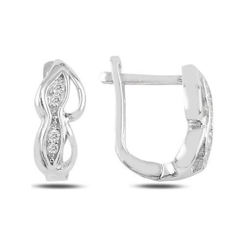 Silver 925 Sterling Zircon Cubic Zirconia J Earrings