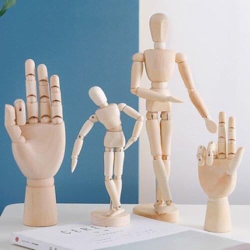 Nordic solid wooden Artist Movable Limbs Doll Male hand model office home decoration Kids Toy Action Figure Mannequin Art sketc
