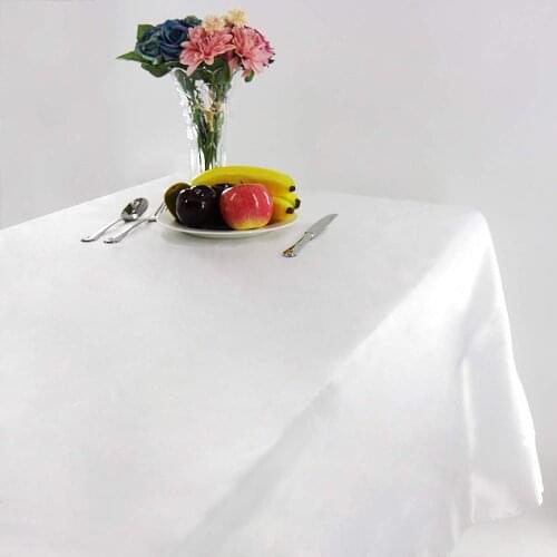 White Round/Rectangle Satin Tablecloth for Kitchen Dining Table Cover Wedding Dinner Birthday Party Decor Circular Oval Table