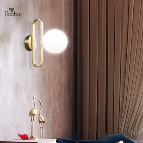 Tiooka Simplicity Copper Glass Ball Wall Light Fixture Indoor Lamp G9 Metal Corridor-Lighting Living Room Bedroom Wall Lamp 220v