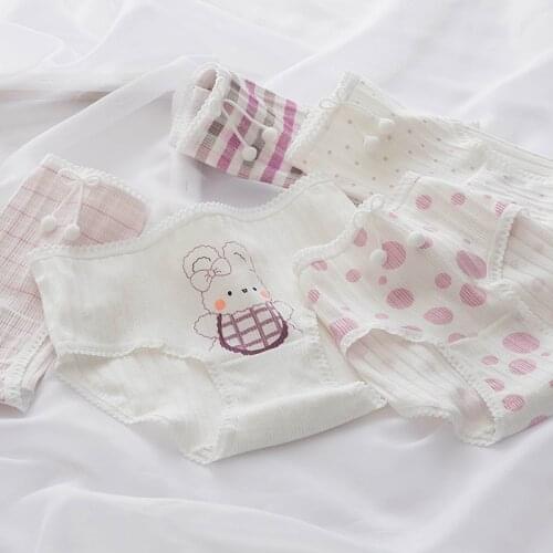 Cute Panties Womens Pants Sexy Briefs Cotton Polka Dots Rabbit Printed Underwear Breathable Women Girl Underpants NK72