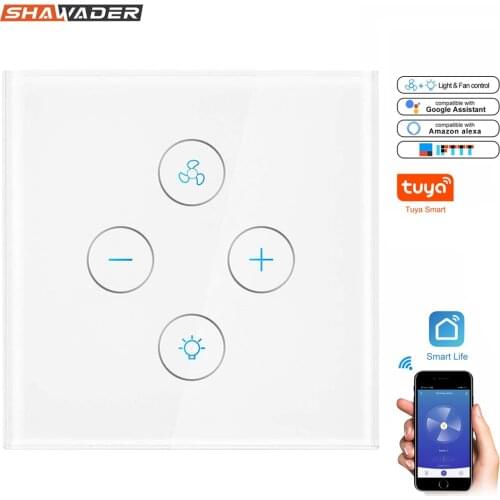 WiFi Smart Wall Light Switches Fan Switch Lamp Controller Touch Panel Wireless Tuya App Remote Control By Alexa Google Home