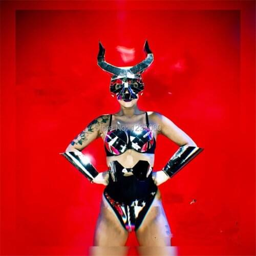 WYY Nightclub Sexy Lady Dance Bikini Suit With Headwear Halloween Christmas Ballroom Costumes Party Stage Performance DS Clothes