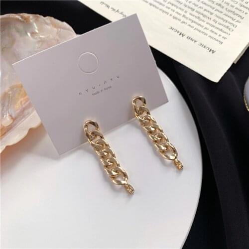 Jewelry Wholesale metal Gold Cool Punk Style Link Chain Earring Dangle Earring Wholesale