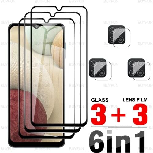 For Samsung A12 6.5inch 6in1 Black edge tempered glass Screen Protector for samsung galaxy a 12 12a galaxy m12 camera lens film