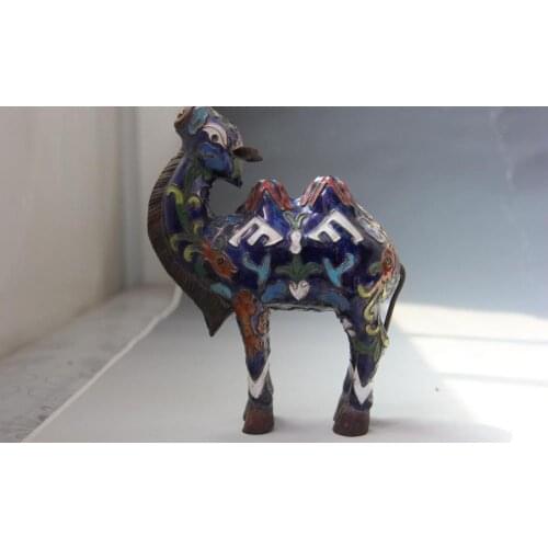 China Feng Shui Handwork Copper Cloisonne Lucky Camel Llama Animal Statue