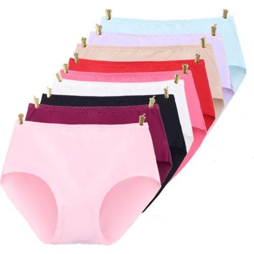 10pcs/lot Seamless Panties Women Solid Color Briefs For Women Lingerie Cotton Crotch Underwear Fashion Sexy Women Briefs