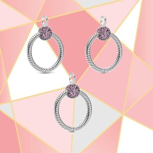 2021 New 100% S925 Sterling Silver Pink Beads Small Medium Large Charm Original Diy Jewelry Suitable For Womens Daily Wear