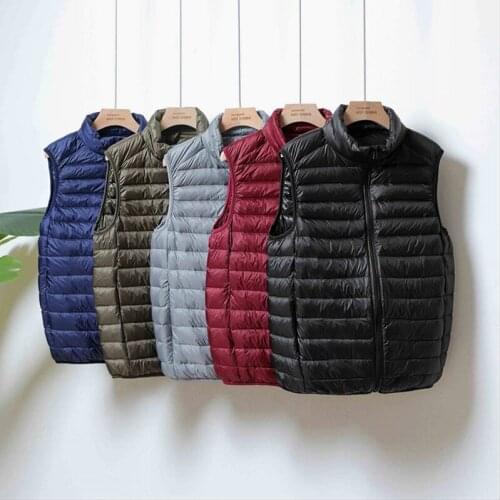 Winter Men Duck Down Vest Coat Ultralight Sleeveless Puffer Vest Jacket Fashion Stand Collar Windproof Duck Down Waistcoat