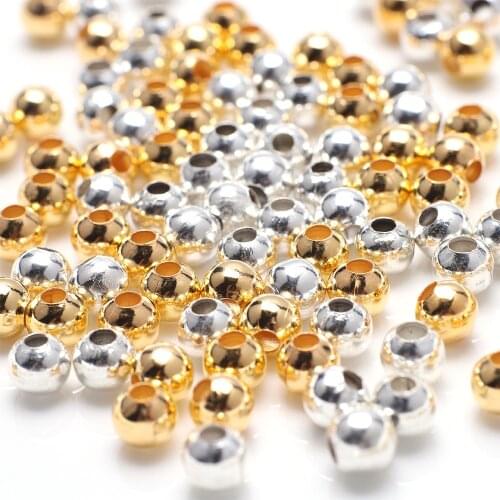 Gold/Bronze/Silver Color Metal Beads Smooth Ball Spacer Beads For DIY Bracelet Necklaces Jewelry Handmaking Crafts Accessories