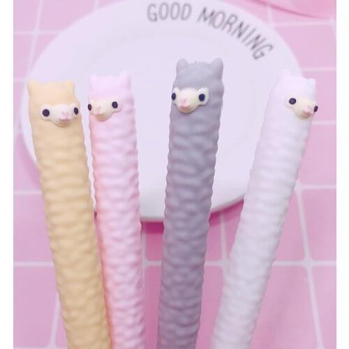 1X Cute Velvet Silicone Alpaca Gel Pen Rollerball Pen Stationery Black Ink 0.5mm