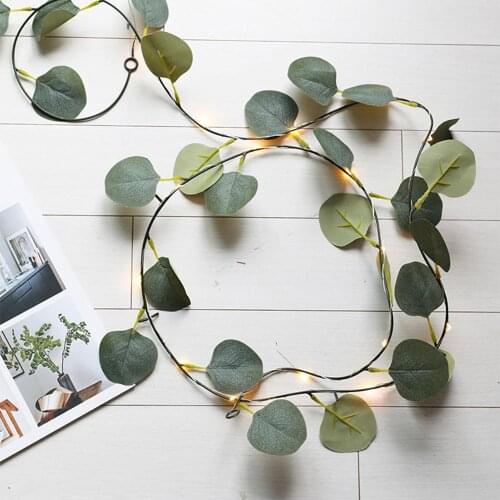 2M/ 20 LED Artificial Plants String Light Green Leaf Ivy Vine Fairy Light String Maple Leaves Lamp Garland DIY Hanging Lighting