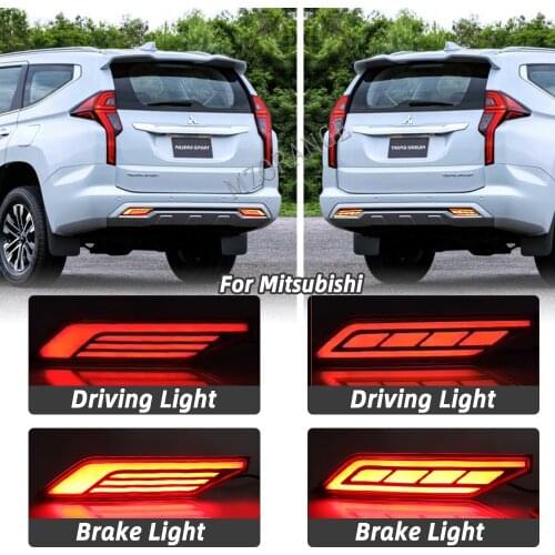 MIZIAUTO 2Pcs LED Rear Bumper Light For Mitsubishi Pajero Montero Sport 2019 2020 Reflector Brake Light Fog Lamp Car Styling