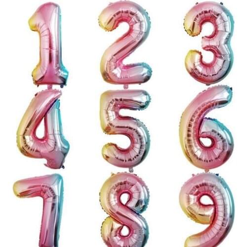 32inch Rainbow Number Foil Balloons Large Digit Helium Balloons Wedding Decorations Birthday Party Supplies Baby Shower SN445
