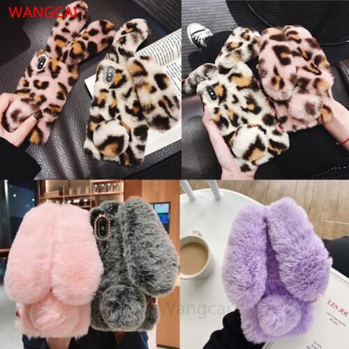3D Rabbit Ears Fur Plush Case For Vivo Y20 Y51 Y31 V20 SE V17 S1 Z1 Pro Nex A S Y11 Y17 Y15 Y12 V15 Pro Y95 Y91 diamond Case