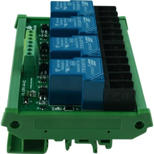 4 channel high-current Trigger Voltage relay module 30A, 5V 12V and 24V input, DIN rail mount PLC industrial control module