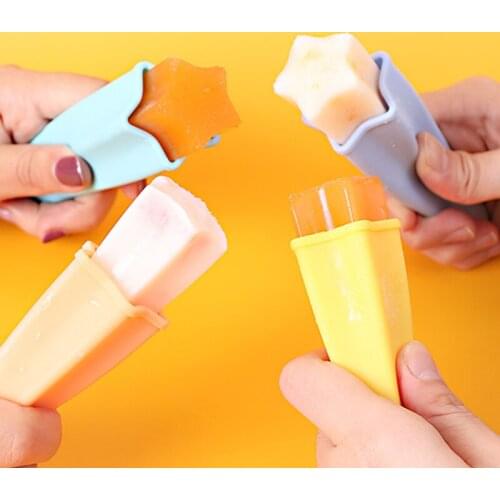 4 Pcs Star-shape Silicone Popsicle Mold Forms for Ice Cream pop Maker Molds Cube Lolly Mould Reusable Kitchen Tools