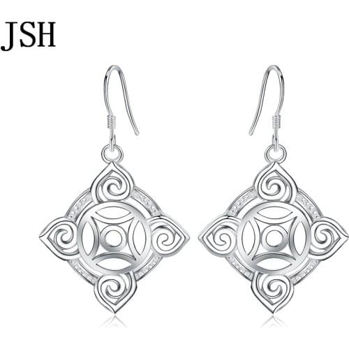 Promotion New Bohemia cute lady retro women silver color earrings high quality fashion classic jewelry charms wedding LE011