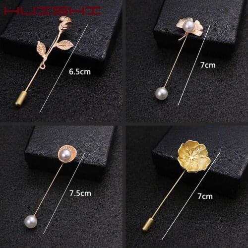 HUISHI Brooch Jewelry Women Fashion New Sweater Brooch Rose Flower Long Needle Pin For Women Shawl Scarf Buckle Coat Accessories
