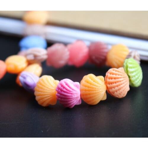 10pcs Lovely 11mm Artificial Coral Beads Cabochon Shell Shape Mix colors Double Colored for Jewelry making DIY accessoires 2020
