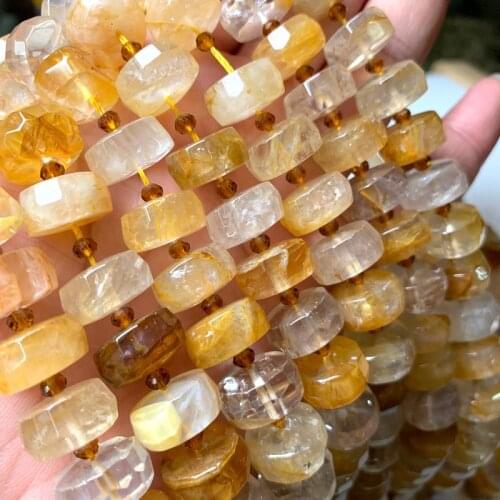 8*15MM Natural Faceted Yellow Citrines Crystal Beads Loose Stone Spacer Beads For DIY Jewelry Making Bracelet Charms Accessories