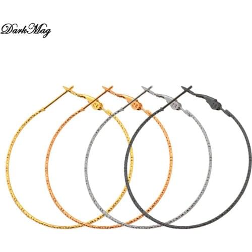 DarkMag Big Hoop Earrings Round Female Ear Rings Silver Color Large Circle Creole Earring Huggies Personality Fashion Jewelry