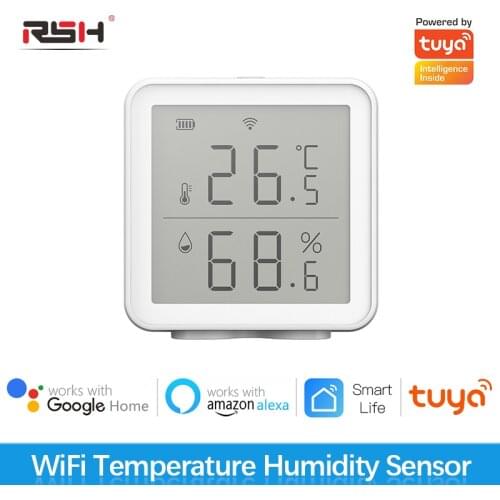 RSH Tuya WIFI Temperature And Humidity Sensor Indoor Hygrometer Thermometer With LCD Display Support Alexa Google Assistant