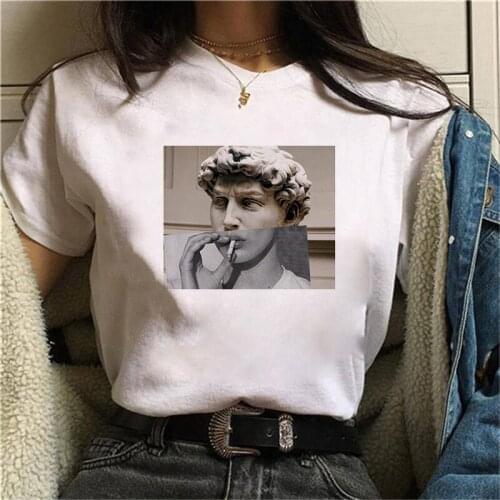 New funny Mosaic of the statue of David tshirts women funny t shirt white Tops casual short Camisetas Mujer T-Shirt