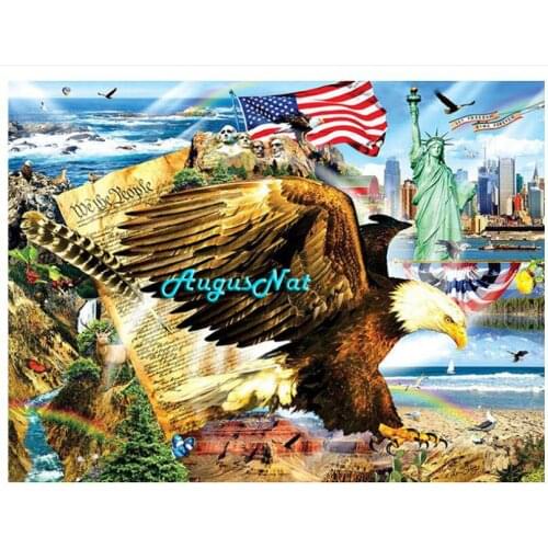 Eagle diamond painting cross stitch scenery wall art decor diamond dot picture liberty of statue rhinestone pasted american flag
