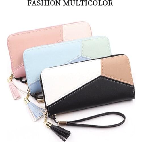 Geometric pattern purse mixed color classic PU fashion hand carry purse simple ladys purse