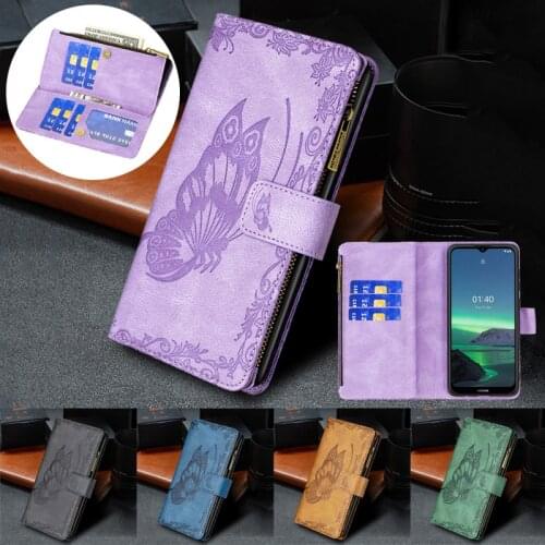 Zipper Embossed Flying Saucer Wallet Flip Leather Cover For Nokia 5.4 1.4 Card Vintage Holder Holster Bags Phone Etui Coque