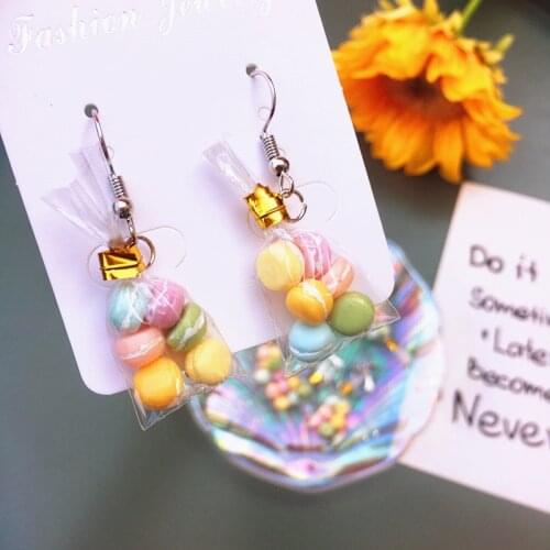 Mini Colorful Macarons Drop Earrings For Women Girls DIY Handmade Bread Food Drop Earrings Funny Jewelry Party gifts