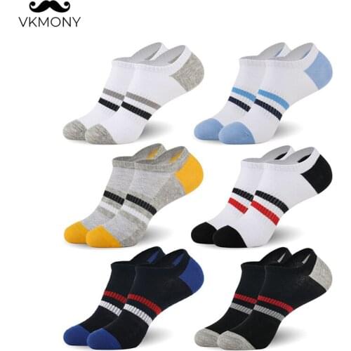 No show men socks summer cotton man socks 6pairs/lot man stripped pattern socks UK SIZE 7-11 EUR SIZE 40-46 VKMONY