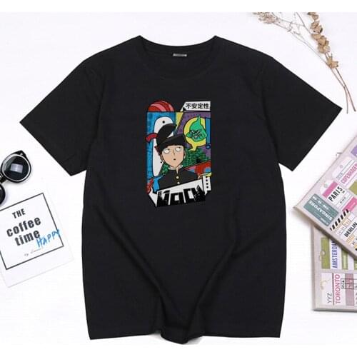 New style Mob Psycho 100 Anime T-Shirt Kawaii Shigeo Kageyama Print Short-sleev Summer Cotton Casual Streetwear Camisetas Mujer