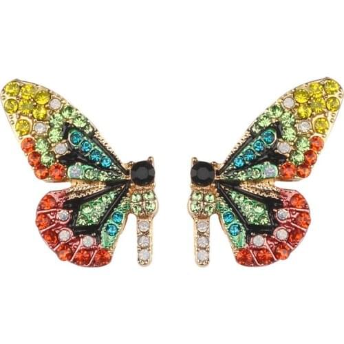 2019 New European And American Fashion Personality Short Butterfly Ear Nail Color Drill Party Accessory Ear Nail For Women Gifts
