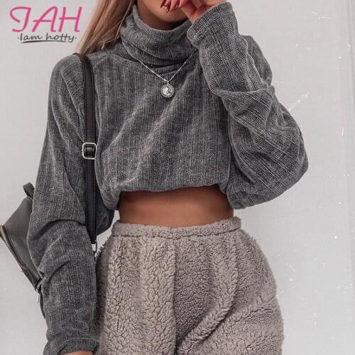 IAMHOTTY New Fashion Casual Scarf Collar Sweater Women Kintted Grey Long Sleeve Cardigan Oversized Winter Warm Pullover Knitwear