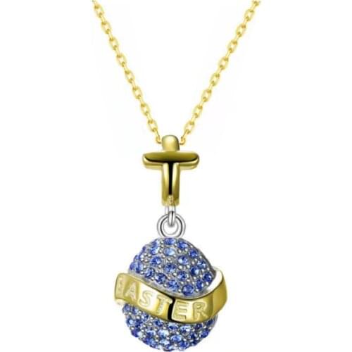 2021 The New Launch Fashion Set In Blue Crystal Easter Gift Pendant Necklace With Silver Chain