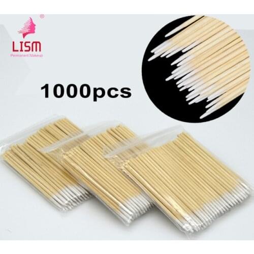 1000pcs Permanent Makeup 7.5mm Clean Sticks Buds Tip Cotton Wabs Microblading Accesoires for Eyebrow Microblading Aftercare