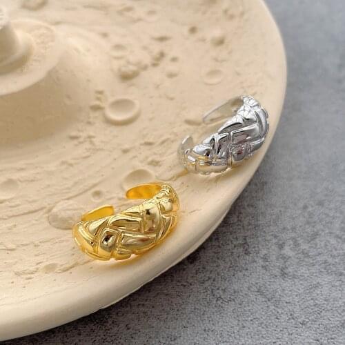 925 Sterling Silver Couple Ring Fashion Simple Pattern Metal Ring Ring Opening Adjustable Wedding Bridal Jewelry