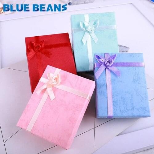 Jewelry Necklace Earrings Ring packaging Box Hot sell Paper Gift Box Organizer sponge boxes gift Bangles Bow 2019 New Yellow Red