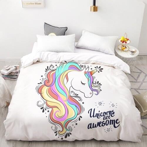 3D HD Digital Printing Custom Duvet Cover,Kids Child baby Quilt/Blanket case Queen King Cartoon Bedding,Bedclothes unicorn