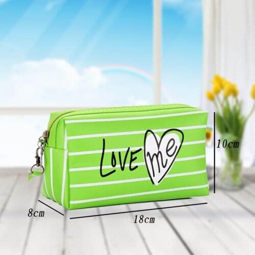Striped Printed Zipped Cosmetics Organizer Storage Portable Women Nylon Waterproof Makeup Bag Ladies Travel Clutch Bag FA$3