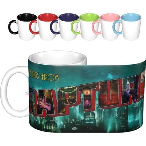 Greetings From Rapture! Ceramic Mugs Coffee Cups Milk Tea Mug Rapture Bioshock Bioshock 1 Bioshock 2 Retro Vintage Travel