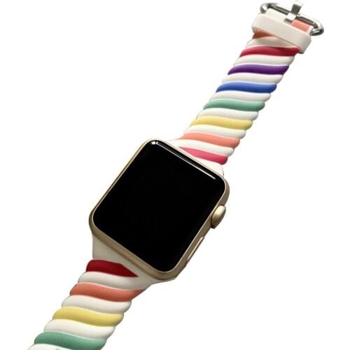 Fashion Two color Spiral pattern watch band For Apple Watch Band silicone Replacement straps For Iwatch 38/40mm 42/44mm