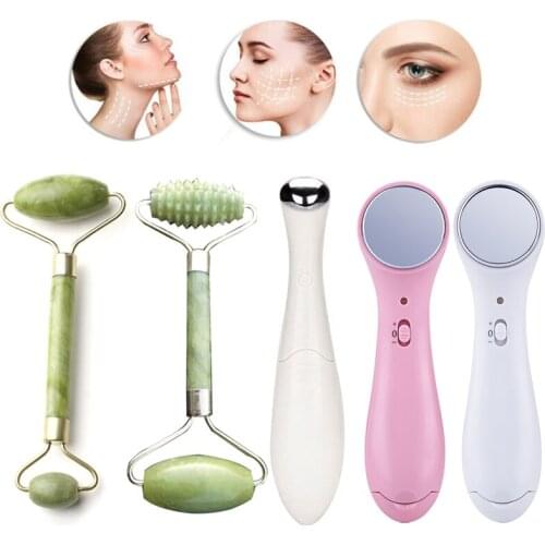Face Massage RollerJade Stone Face Eye Massager Relaxation Face Lift Roller Slimming Double Heads Beauty Skin Care Tools