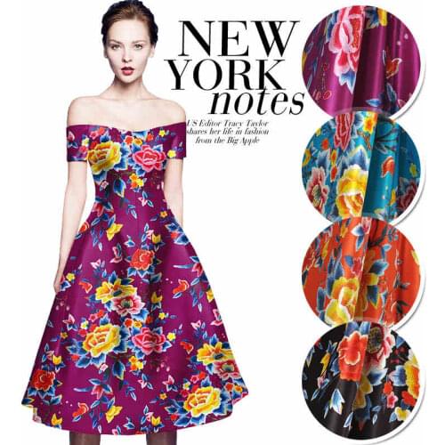 Printed silk satin 140 cm wide 40 mm / 35% silk + 65% wool material for sewing party dresses