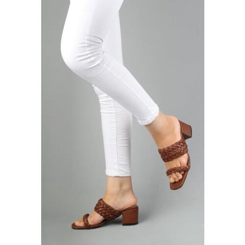 Modabuymus Double Mesh Strappy Heels Brown Slippers-Hame