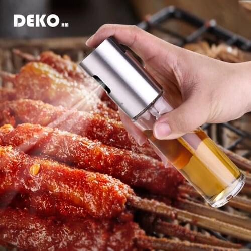 DEKO Stainless Steel Glass Kitchen Cap Supplies Vinegar BBQ Olivel Cooking Grill Dispenser Oil Spray Bottle