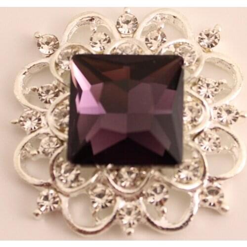 5pcs Wholesale Price Square Alloy Flower Plate Glass Buttons Rhinestone Buckle For Wedding Decoration