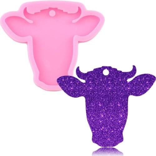 Super Glossy Bull Head Silicone Mold Keychain Making Molds Polymer Clay Pendant Keychain Jewelry Epoxy Resin Keychains Mould